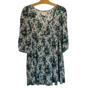 Denim & Supply Ralph Lauren Green Floral Print Babydoll Dress Mini Cottagecore S